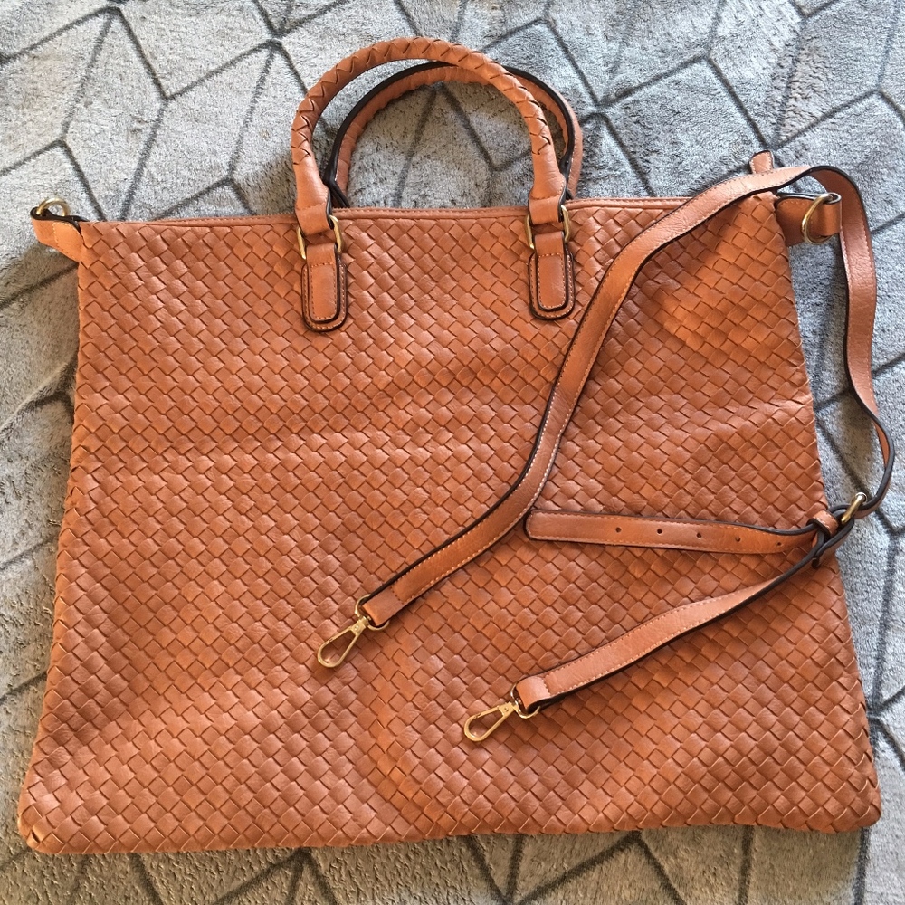 Large Woven Crossbody Tote